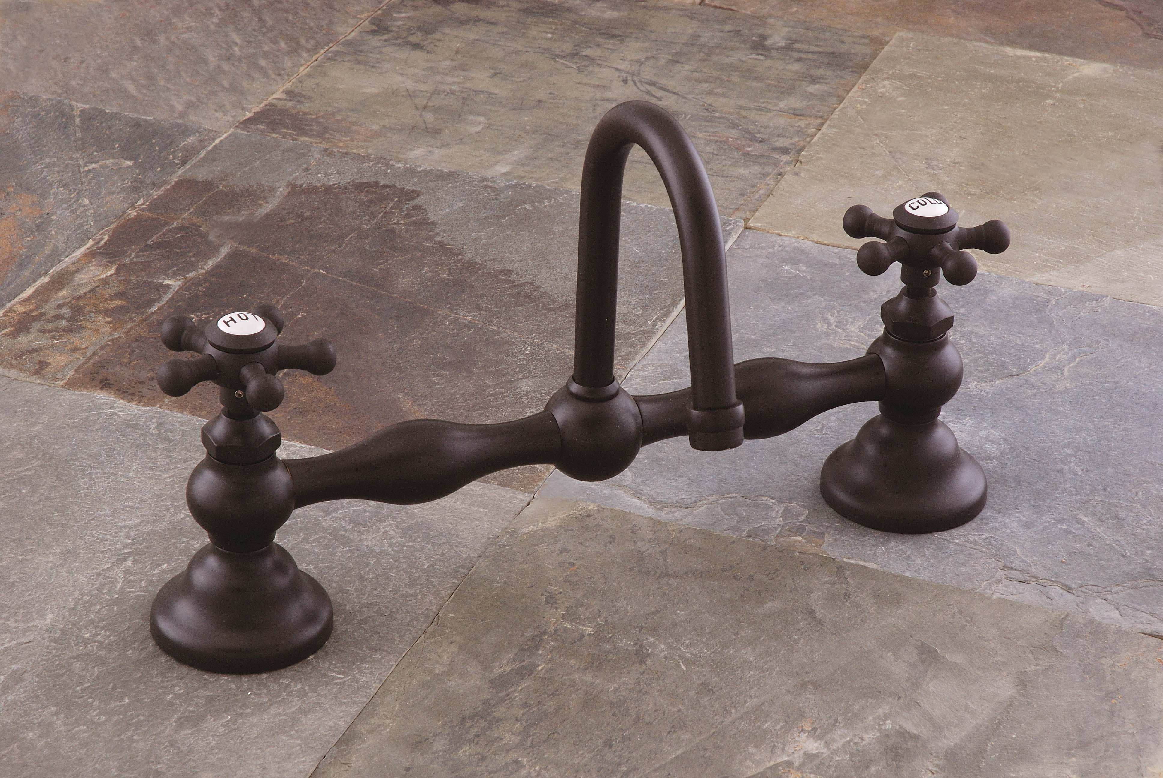 Columbia Bridge Faucet with Gooseneck Spout & 5 Spoke Cross Handles P0558 | Strom Living