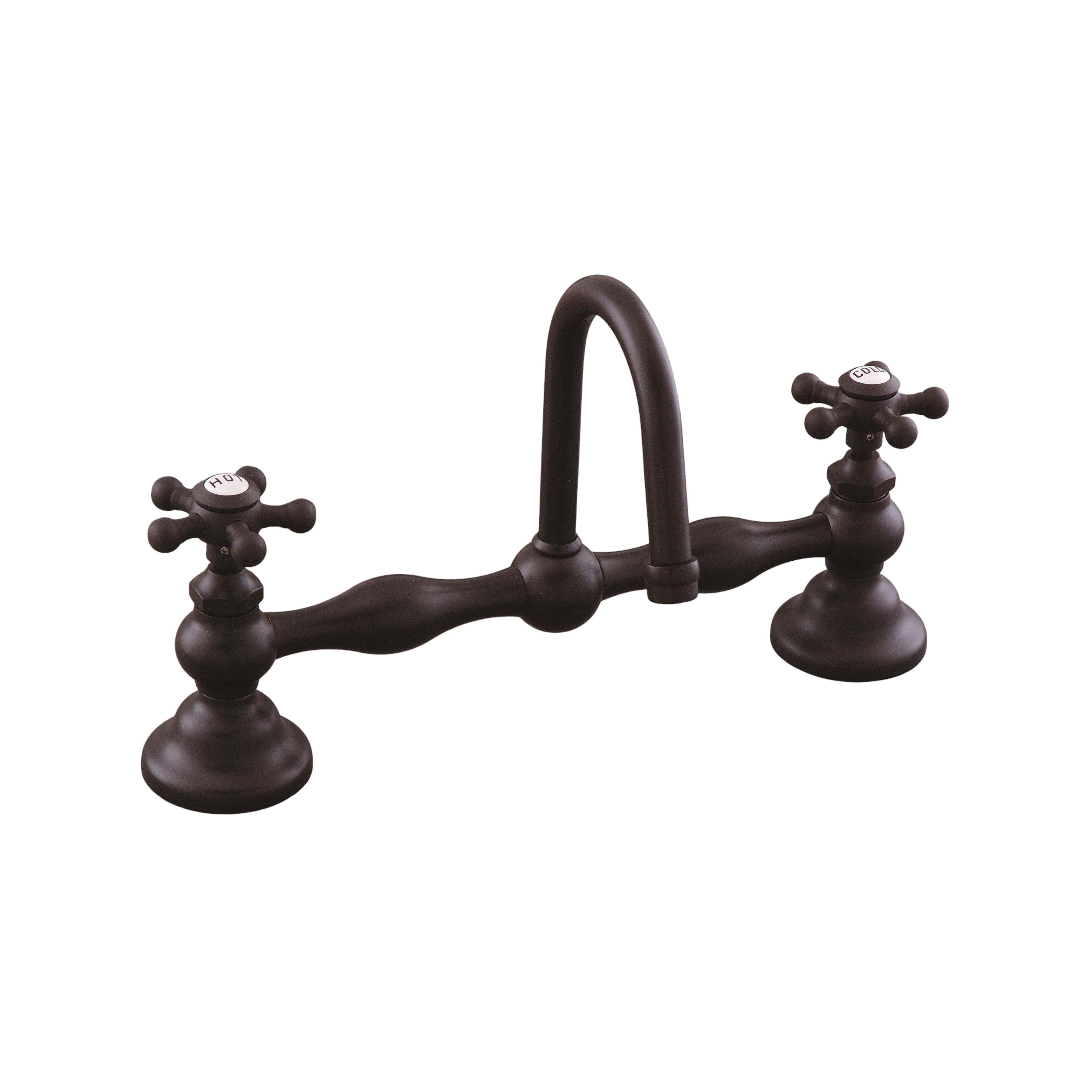 Columbia Bridge Faucet with Gooseneck Spout & 5 Spoke Cross Handles P0558 | Strom Living