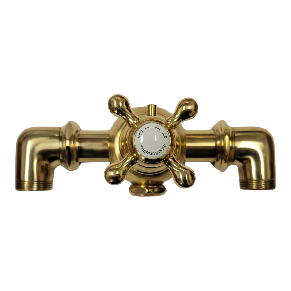 Thermostatic faucet body PP0331 in brass, front view with Hot/Cold thermostatic handle