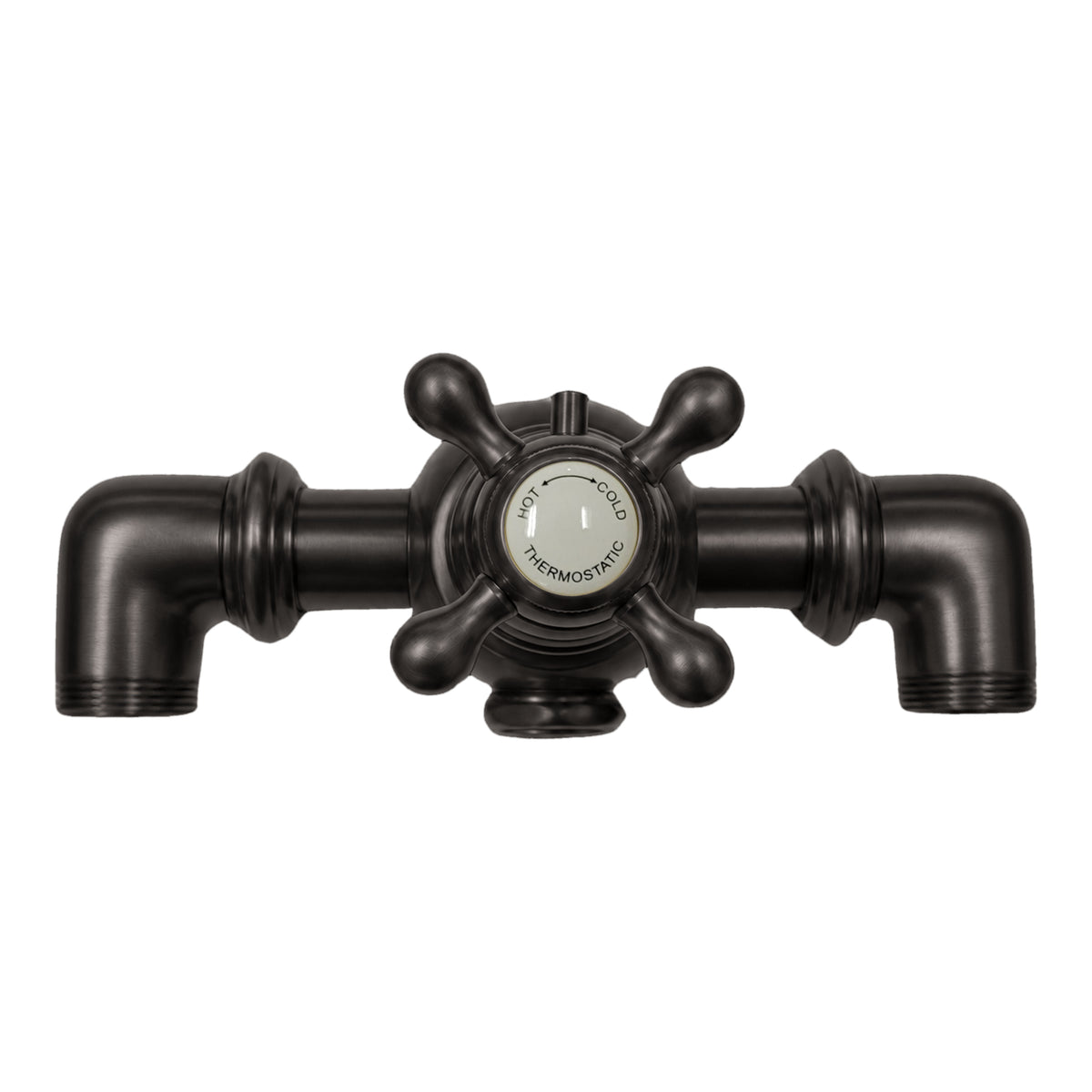 Thermostatic faucet body PP0331 in Oil Rubbed Bronze, front view with Hot/Cold thermostatic handle