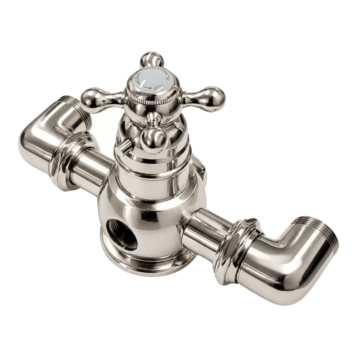 Thermostatic faucet body PP0331 in Polished Nickel, three-quarter view