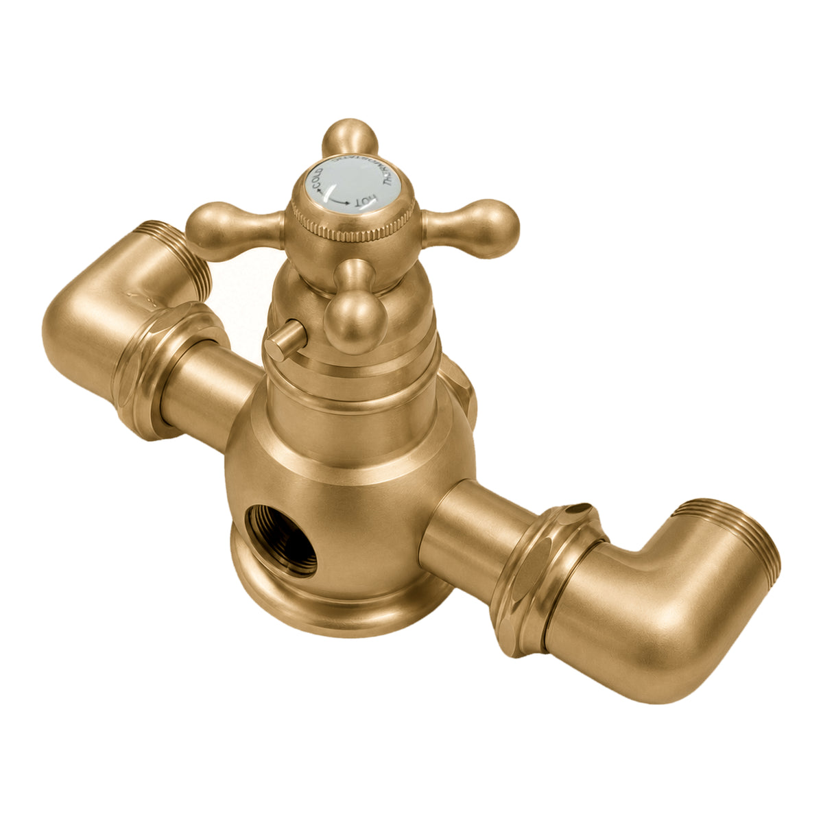 Thermostatic faucet body PP0331 in Raw Brass, three-quarter view