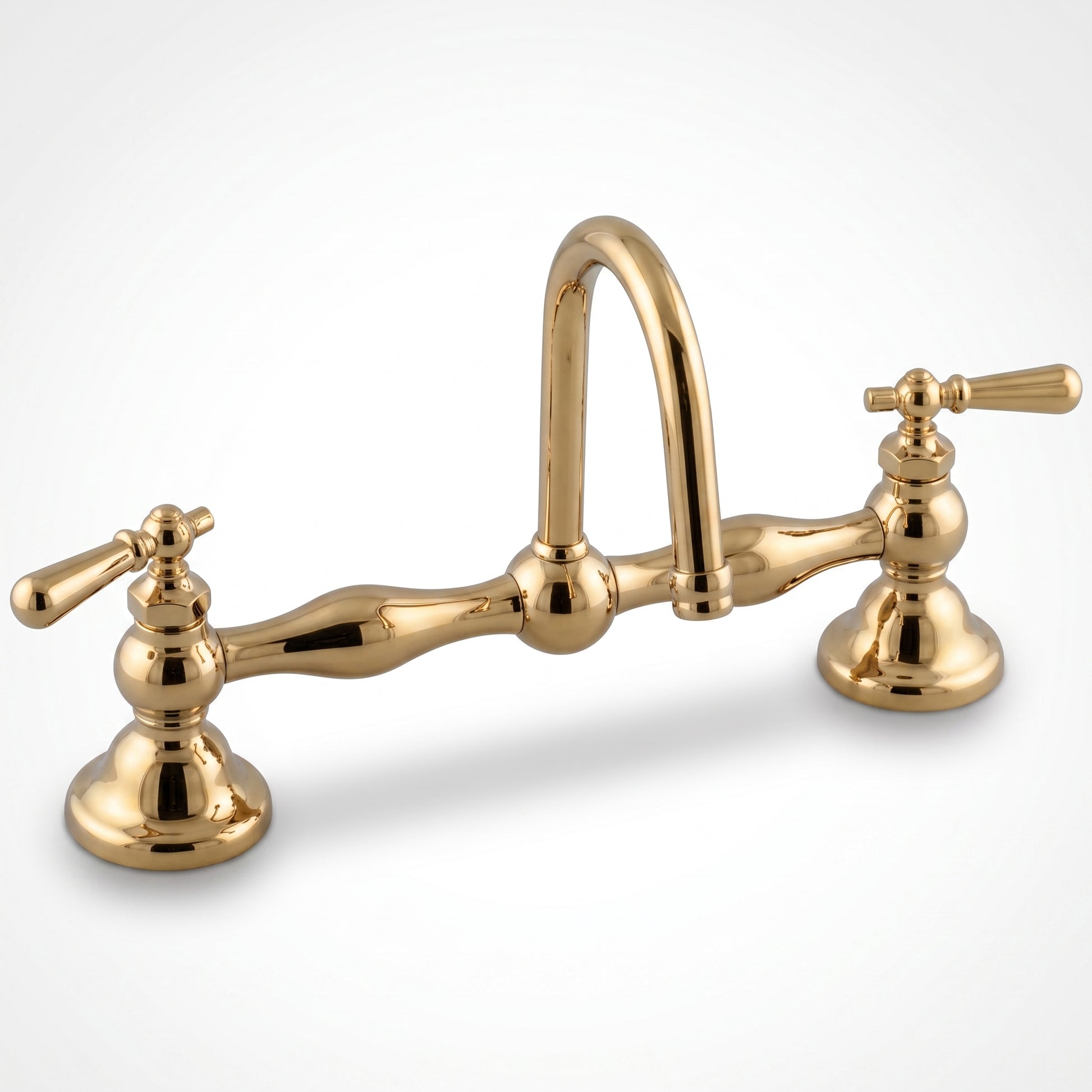 Columbia Bridge Lavatory Faucet Lever Handles P0557 | Strom Living Polished Brass 12" - Bathroom Faucets