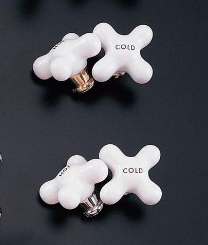 P0212 Small Porcelain Cross Handle Pair