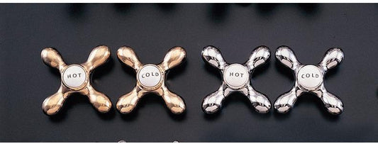 Strom Living P0219 Cross Point Handle Pair with Brass and Porcelain Buttons