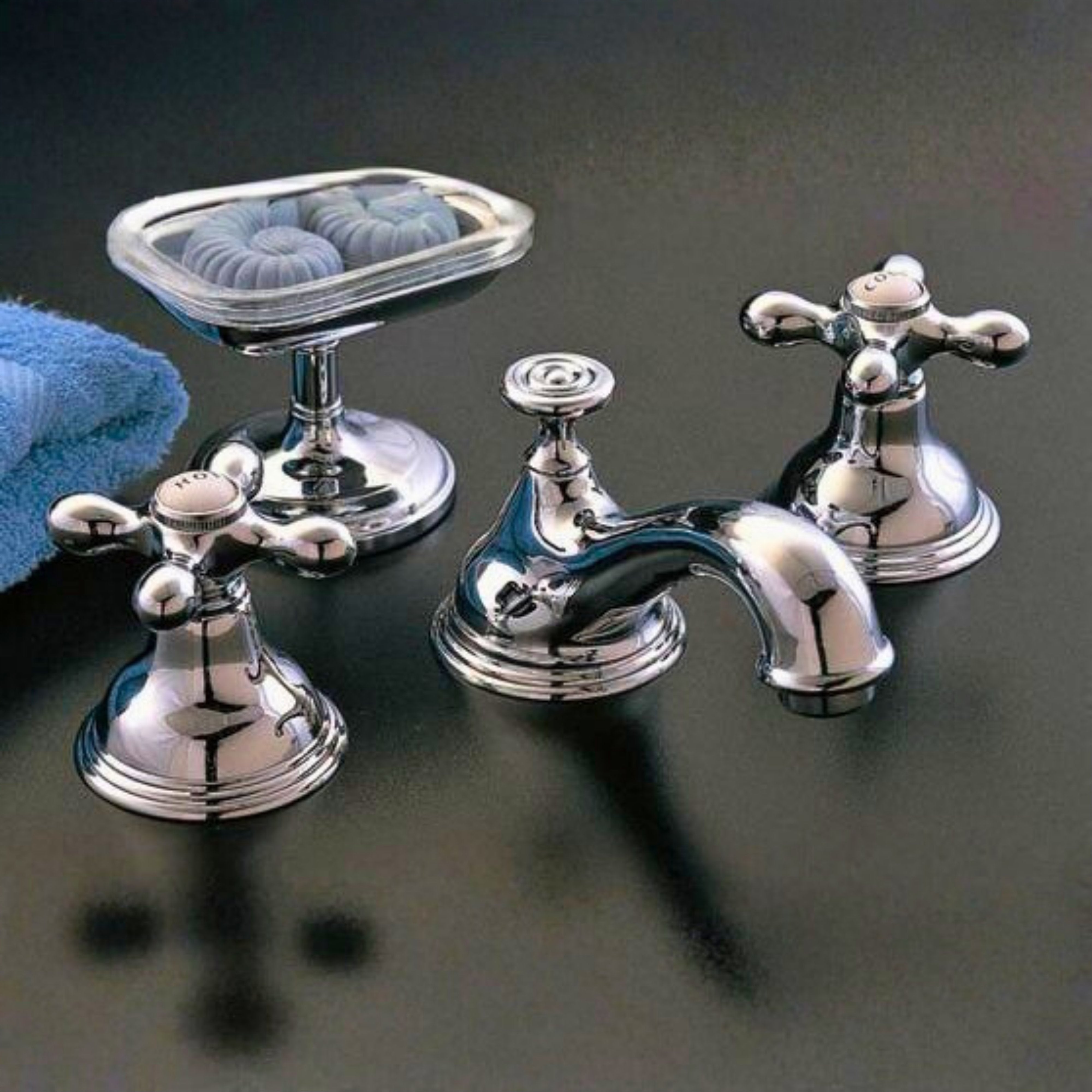 St. Lawrence Widespread Lavatory Faucet Cross P0345 | Strom Living - Bathroom Faucets