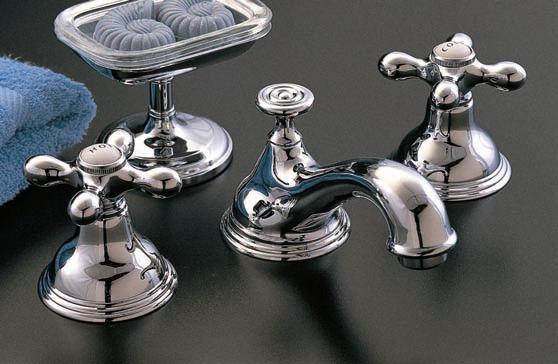 St. Lawrence Sink Faucet with Cross Handles, Pop-up Drain and Porcelain Buttons P0345 | Strom Living