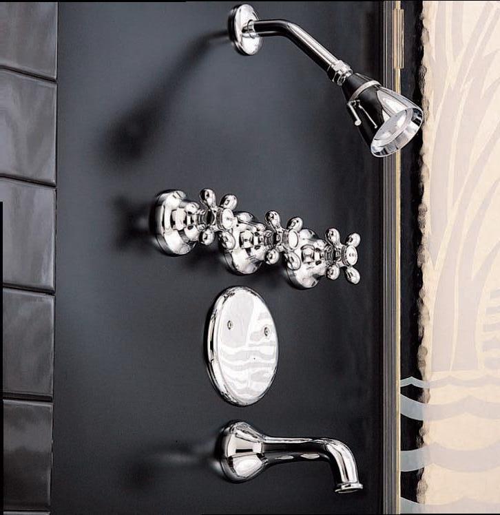 Rhine In-Wall Shower Set with Cross Handles P0409 | Strom Living - Showers