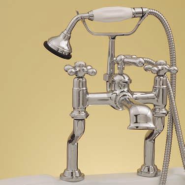 Strom Living British Telephone Tub Faucet with Handheld Shower, Vacuum Breaker and Cross Handles